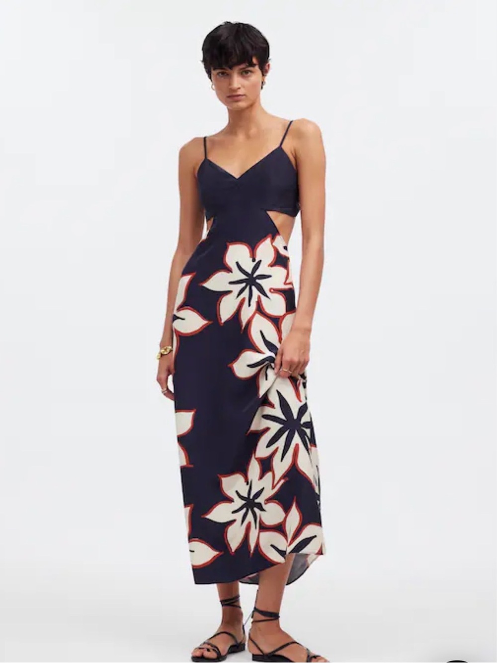 Madewell Open-Back Maxi Dress in 100% Silk Floral 8 NWT